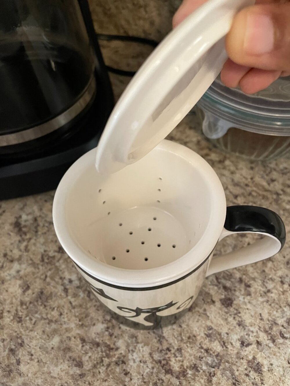 Never Used! Rare HUESNBREWS Black Cats Mug Cup, Strainer & Lid FULL SET. - Picture 3 of 11